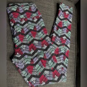 LuLaRoe Leggings, Red, black, purple, Green Chevron. One size.  $5 bundle deal